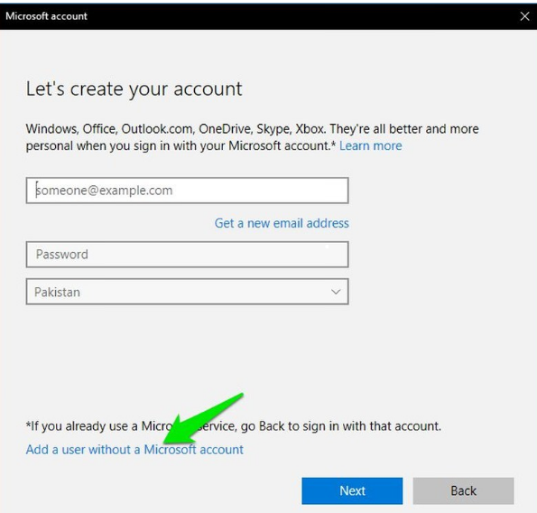 Add a user without a Microsoft account