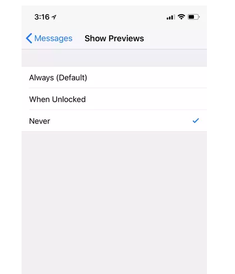 imessage text show previews