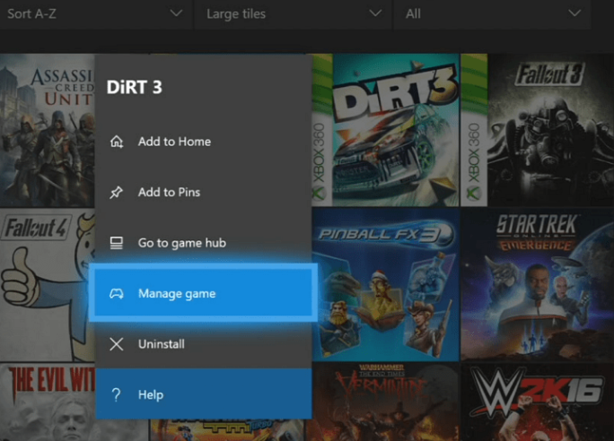 Xbox one Manage game settings