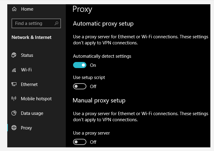windows network proxy settings